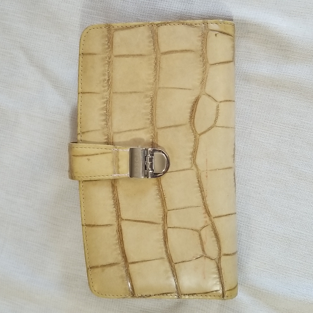 BOSCA BIEGE LEATHER WALLET BI-FOLD CLUTCH ITALY